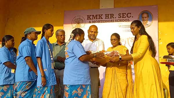 International Womens Day Private school students felicitate sanitation workers