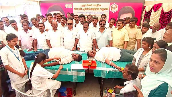 MK Stalin's Birthday DMK donates blood in Puducherry