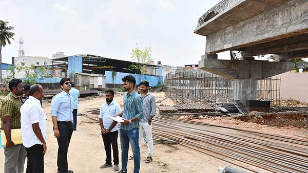 District Collector M. Prathap inspects Veppampattu Railway Over Bridge works |