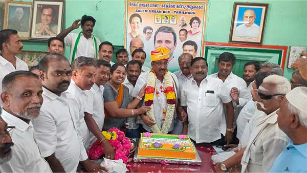 Salem District Congress Committee President's Birthday Celebrate by cutting the cake!