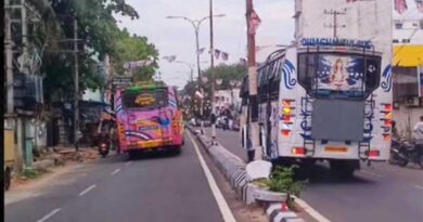 Will the police notice the speeding bus in the opposite direction and the startled vehicle drivers?