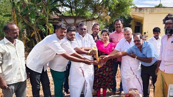 Panchayat office building, foundation stone laying for the theatre stage by MLA!