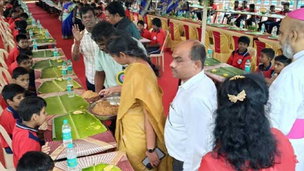 The district collector Brintha Devi had lunch sitting with the students at a related event!