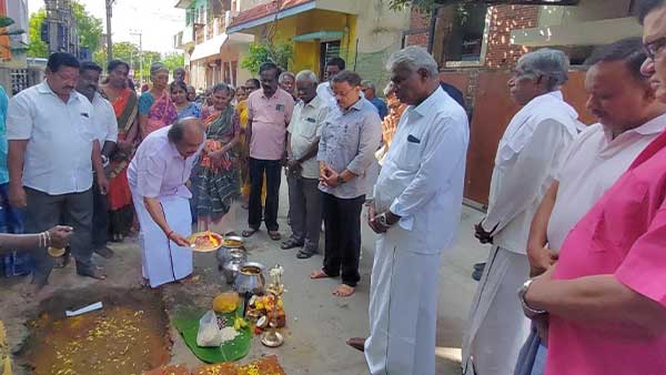 Cement road construction work.. MLA Anibal Kennedy performed the ground-breaking ceremony!