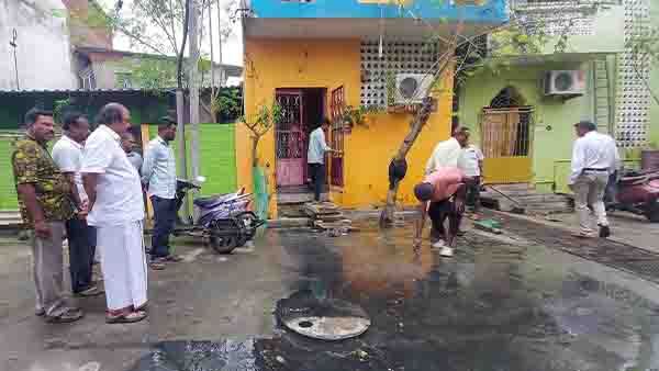 உப்பளம் தொகுதி பாதாளவடிகால் பணிகள்ஆய்வு