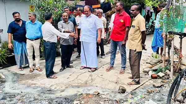 பாதாள வடிகால் குறித்துஅனிபால் கென்னடி எம்எல்ஏஆய்வு.