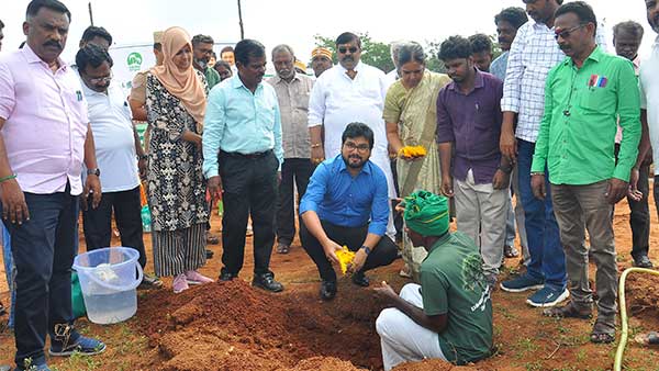 The task of planting palm seeds.. was inaugurated by District Collector Ranjith Singh!