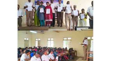 கல்லூரி மாணவர்களுக்கு தலைக்கவசம் விழிப்புணர்வு