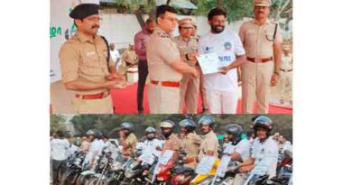 சாலை பாதுகாப்பு வாரம் தலைகவச இருசக்கர வாகன பேரணி