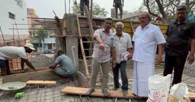கோயில் கட்டுமான பணிகளை ஆய்வு செய்த எம்எல்ஏ