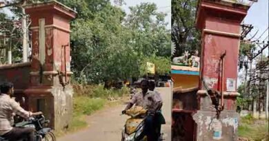 ஈரோடு வ.உ.சி. பூங்கா நுழைவாயில் தூண் சேதம்